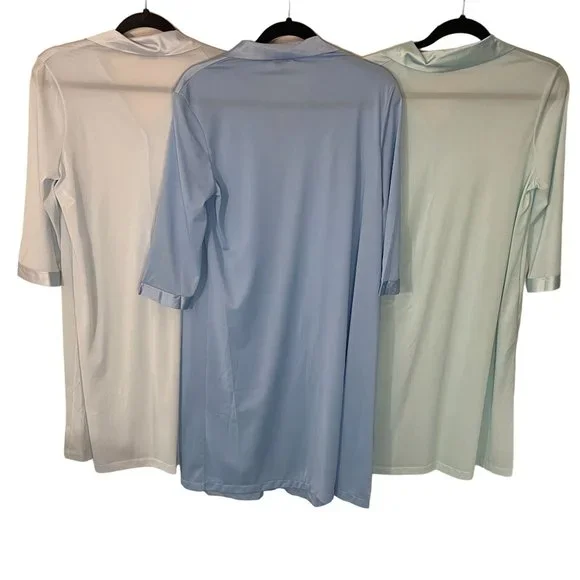 Vintage Vanity Fair Nylon Button Up Robe Nightgown Housecoat S US Blue Lot of 3 - Picture 2 of 8